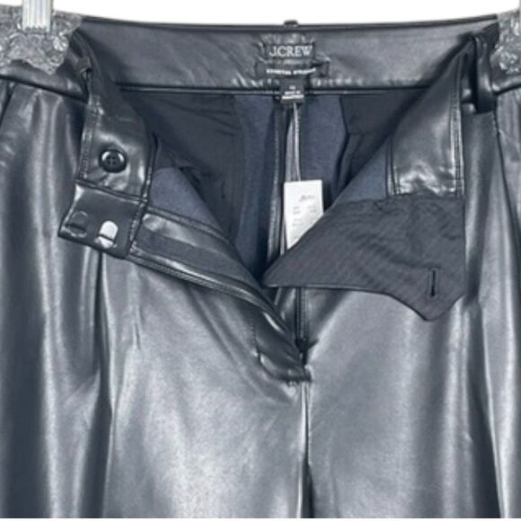 .Crew Faux Leather Straight Leg Pants Size 12 Black NWT - Picture 8 of 16